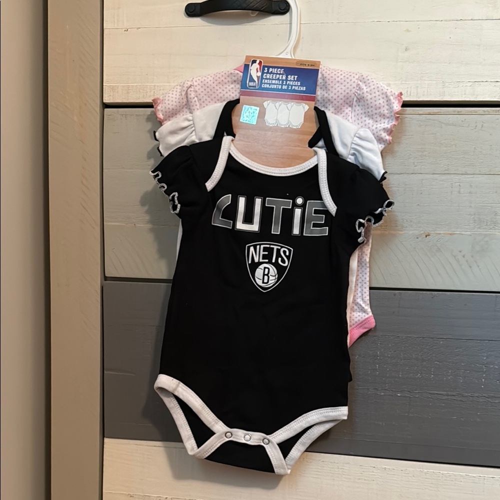 Brooklyn Nets 3 Onesie Set with Snap Closure
